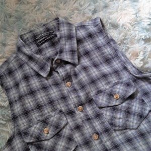 Rare Brandy Melville Plaid Sleeveless Collared Top